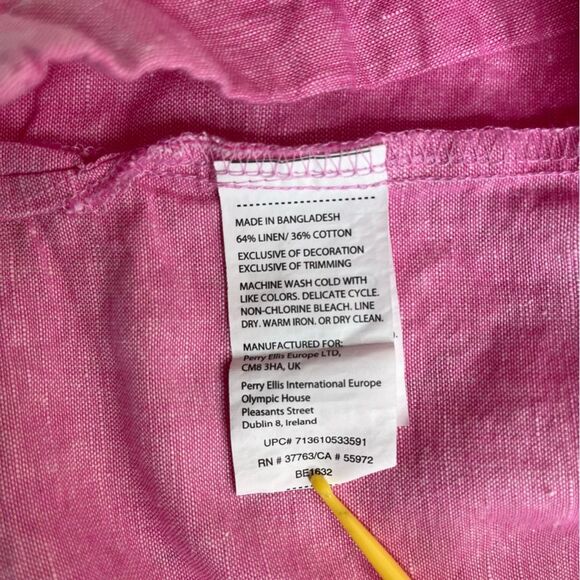 Cubavera Linen Blend Pink Panel Shirt Short Sleeve Button Front Men Size XL - Picture 9 of 13